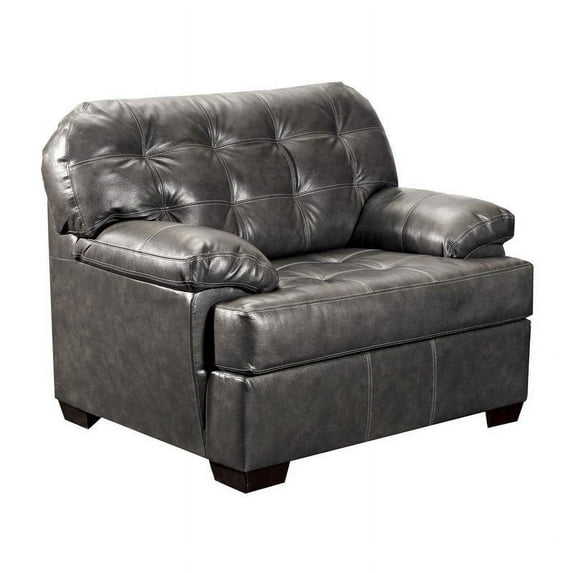 ACME Saturio Chair in Gray Top Grain Leather Match