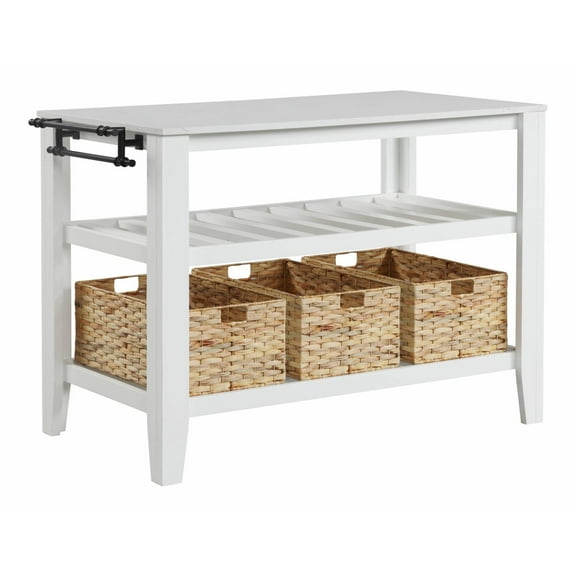 ACME Sezye 2-Shelf Wooden Kitchen Island in White Finish
