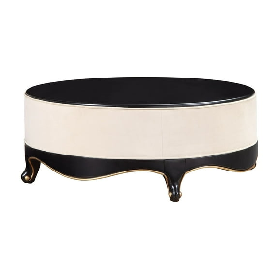 ACME Sheridan Cocktail Table, Cream Fabric & Black