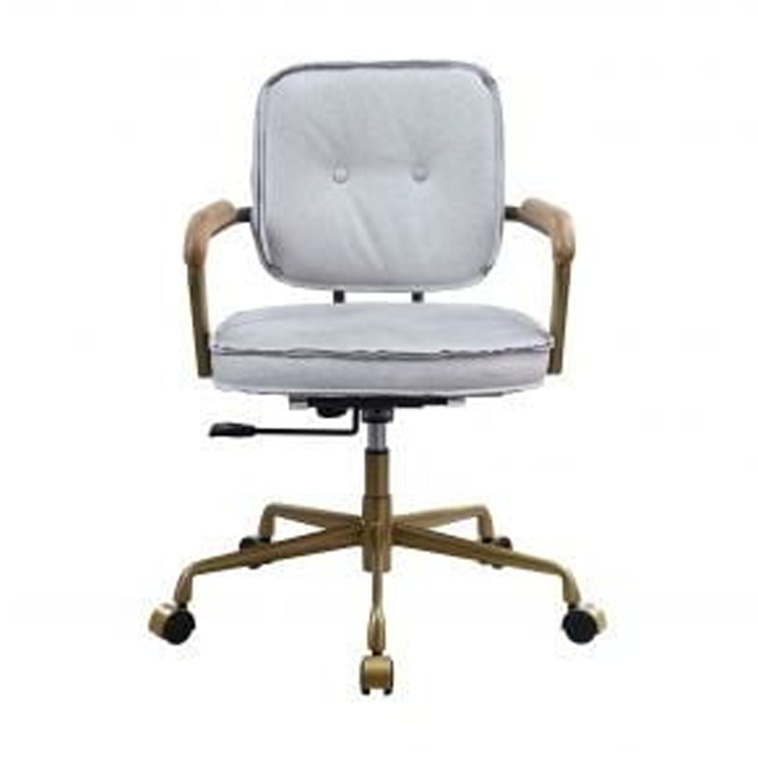 Vintage White Top Grain Leather Swivel Office Chair