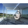 thumbnail image 1 of ACME Simona Hanging Chair, Beige Fabric & Black Wicker, 1 of 5