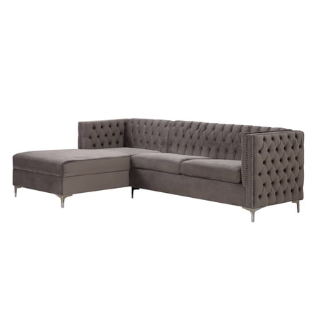 ACME Sullivan Sectional Sofa in Gray Velvet
