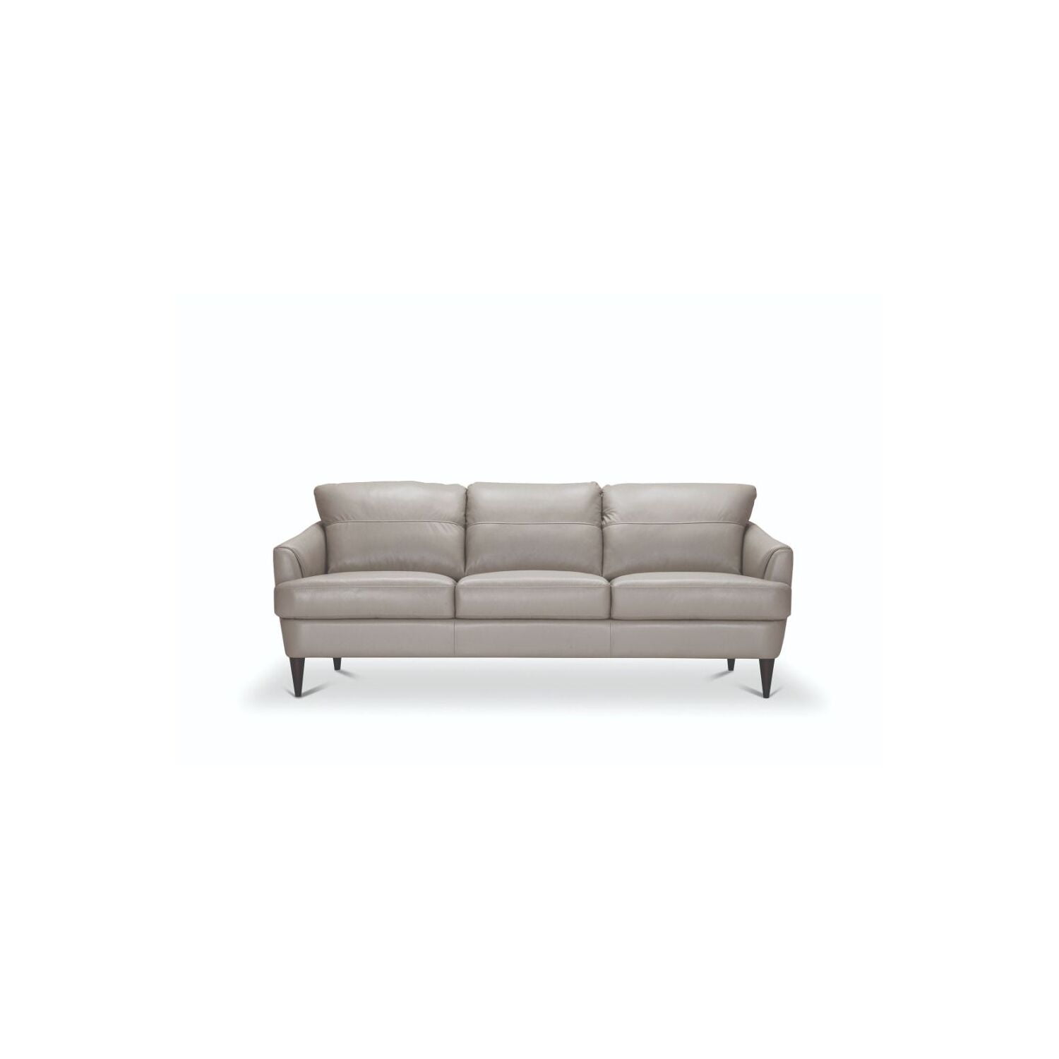 Pearl Gray Leather Chesterfield Sofa with Pillow-top Arms