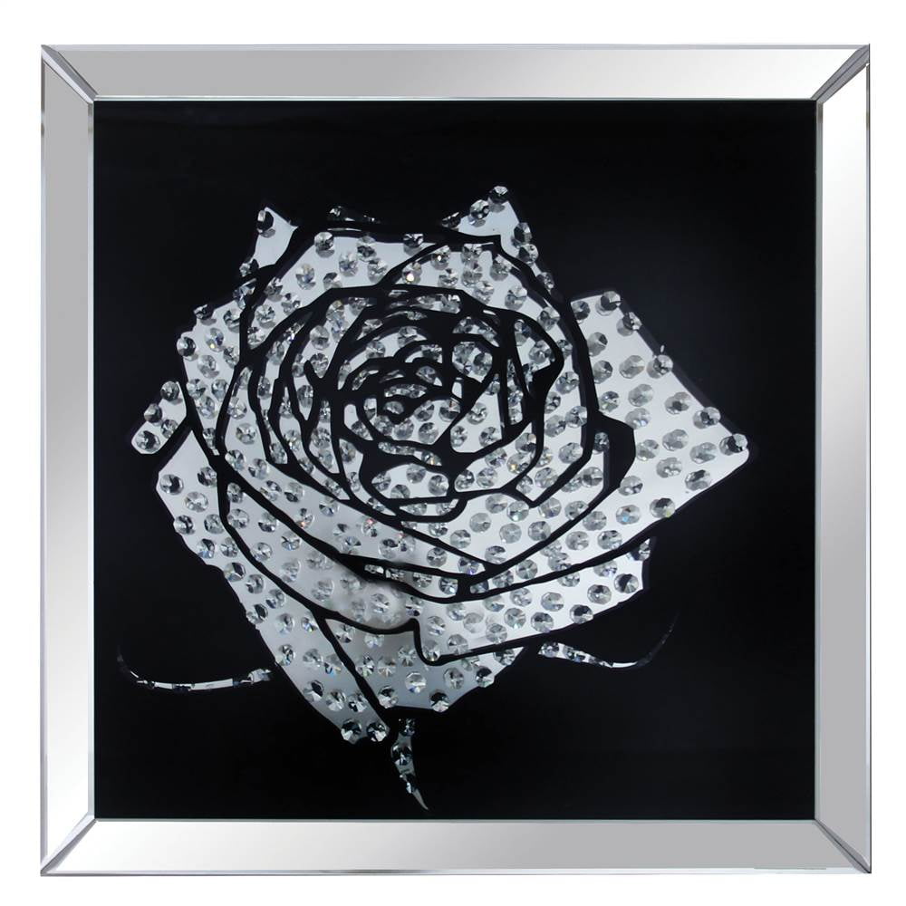 Nevina Mirrored Wall Art with Crystal Rose Design