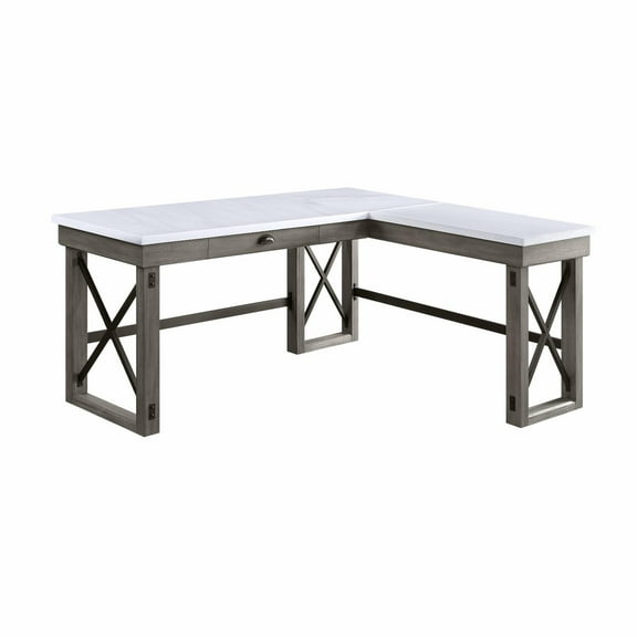 ACME Talmar Writing Desk with Lift Top in Marble Top and Weathered Gray Finish