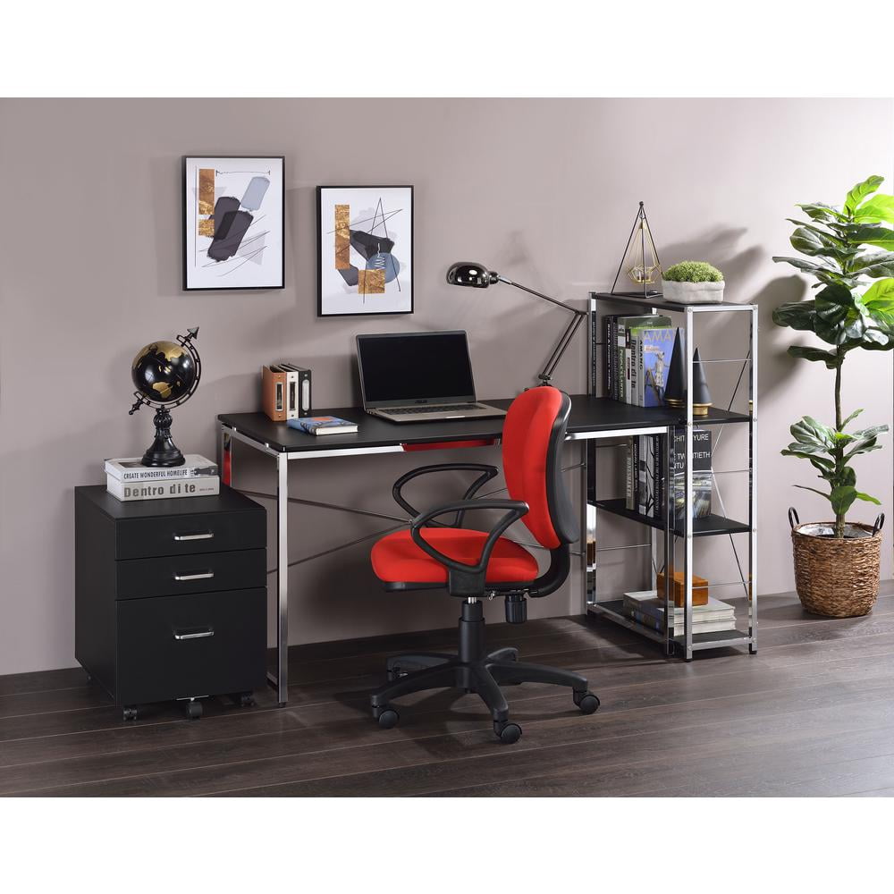 Tennos Black and Chrome Writing Desk with Metal Frame