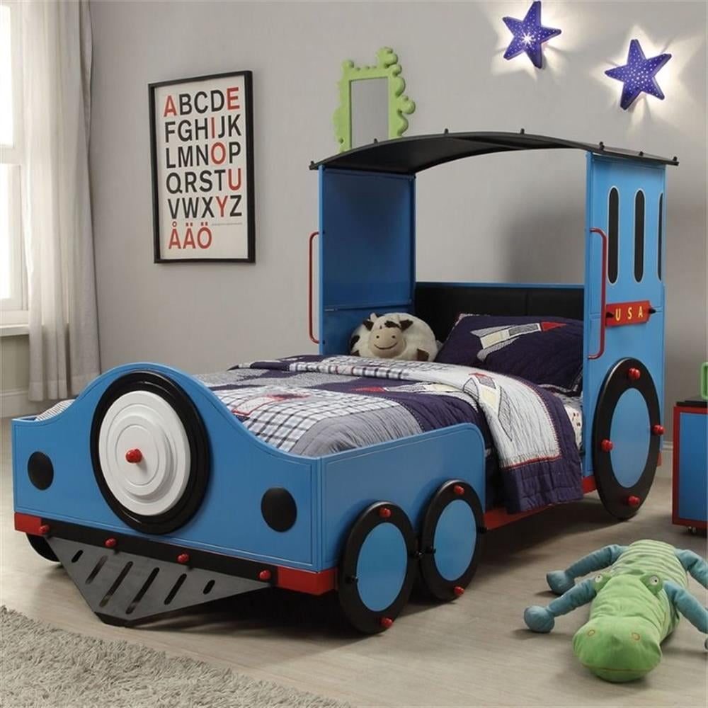 Acme Tobi Twin Bed Blue/Red & Black Train
