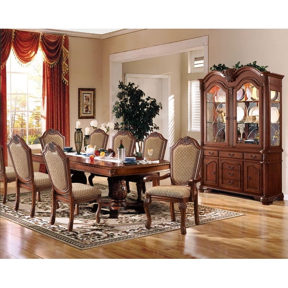 ACME Traditional 9-Piece Dining Furniture Set with 1 Dining Extendable Table, 6 Side Chairs and 2 Arm Chairs, Set for 8 Persons