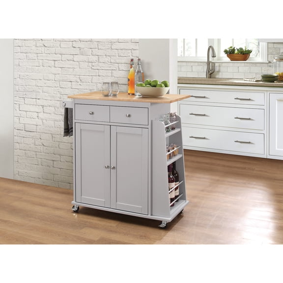 Acme Furniture Tullarick Kitchen Cart Natural & Gray