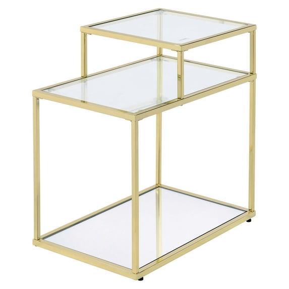 ACME Uchenna Rectangular End Table in Clear and Gold