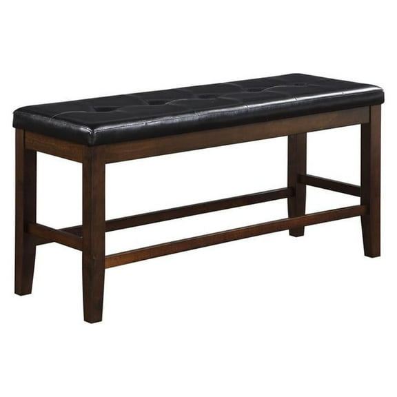Acme Furniture Urbana Counter Height Bench, Black PU & Espresso
