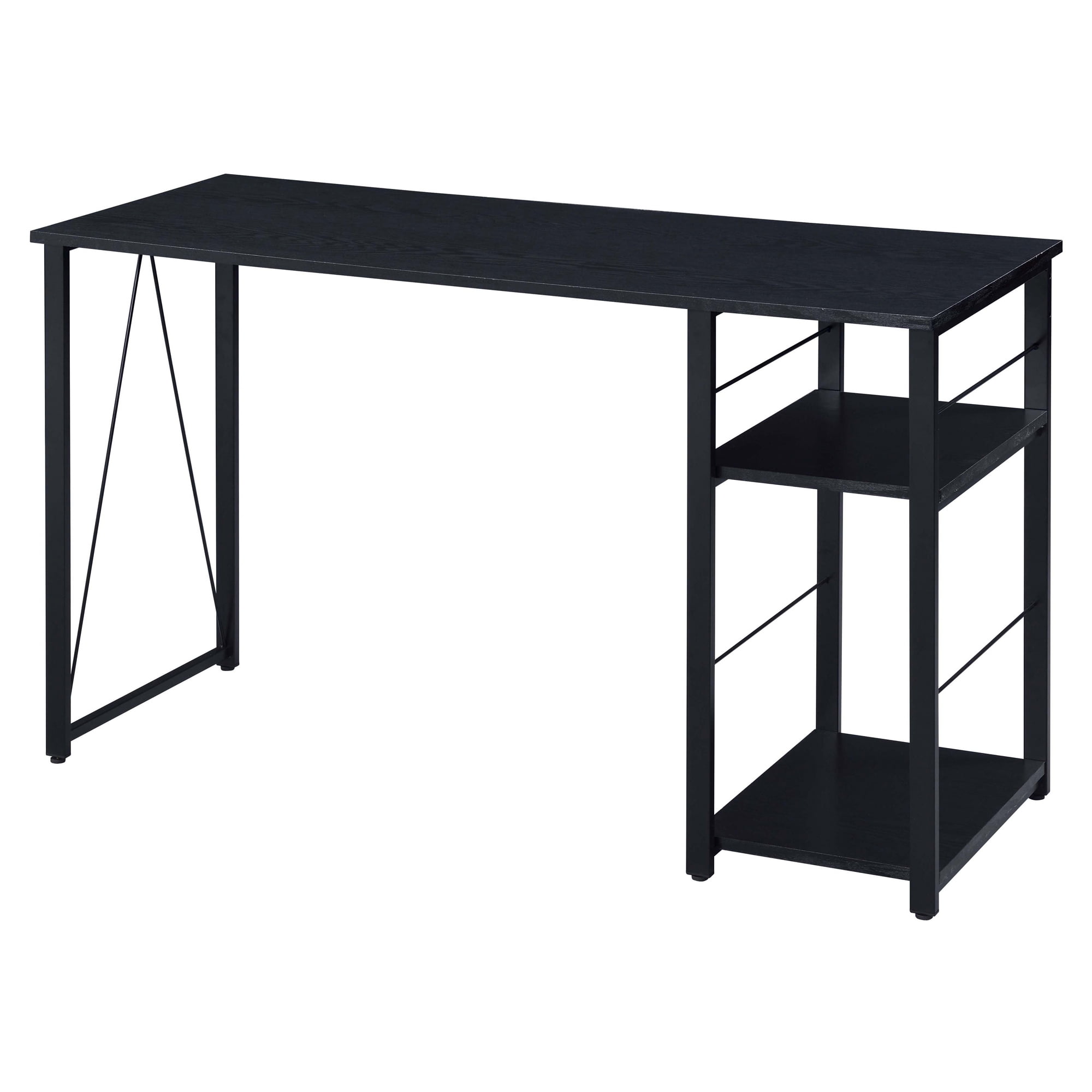 Vadna Black Wood and Metal Writing Desk with Shelves