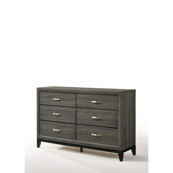 ACME Valdemar Metal and Wood Bedroom Dresser in Weathered Gray