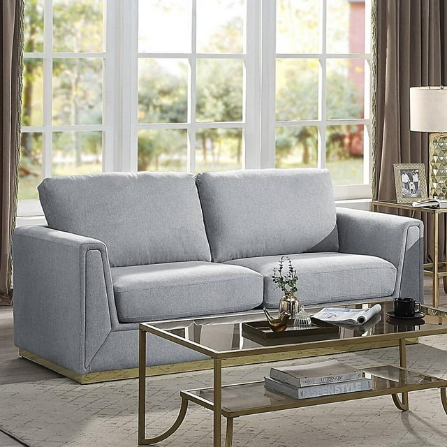 ACME Valin Contemporary Fabric Upholstered Squared Arm Sofa in Gray