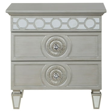 ACME Varian 2 Drawers Nightstand in Silver