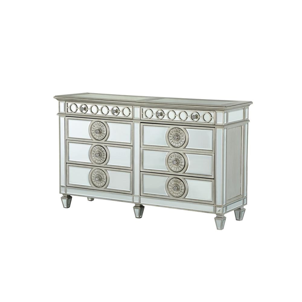 Varian 68" Mirrored White Glam Dresser with Felt Lined Drawers
