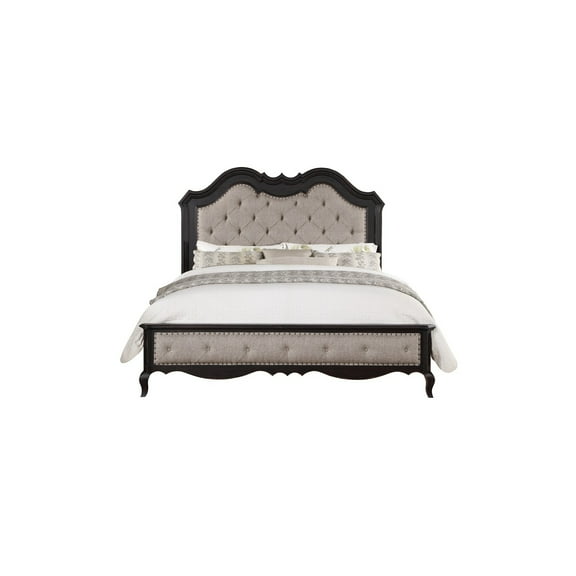 ACME Varian EK Bed, Gray Velvet & Mirrored