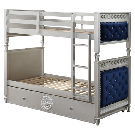 ACME Varian Twin over Twin Bunk Bed in Silver and Blue