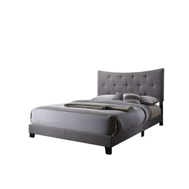 ACME Venacha Upholstered Platform Queen Bed, Gray Fabric