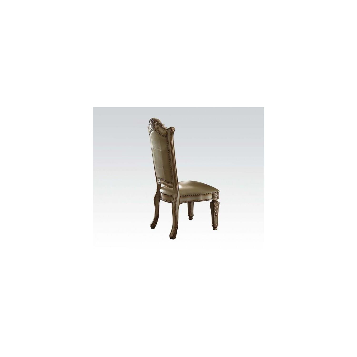 Mahogany Brown Wood Side Chair with Carved Details