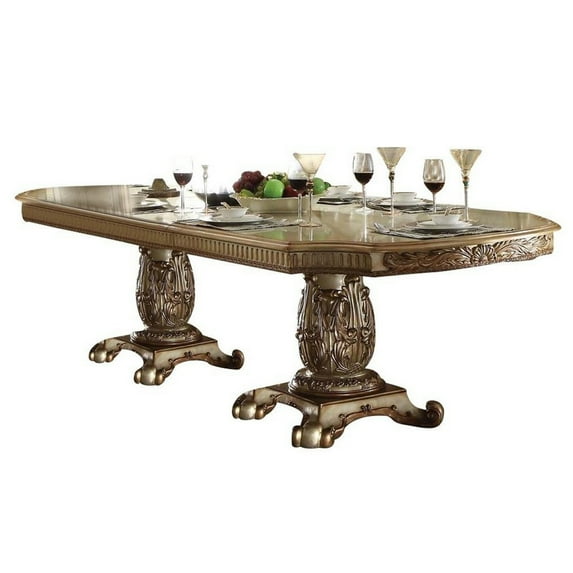 ACME Vendome Dining Table, Gold Patina & Bone