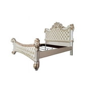 ACME Vendome Eastern King Bed in PU & Antique Pearl Finish