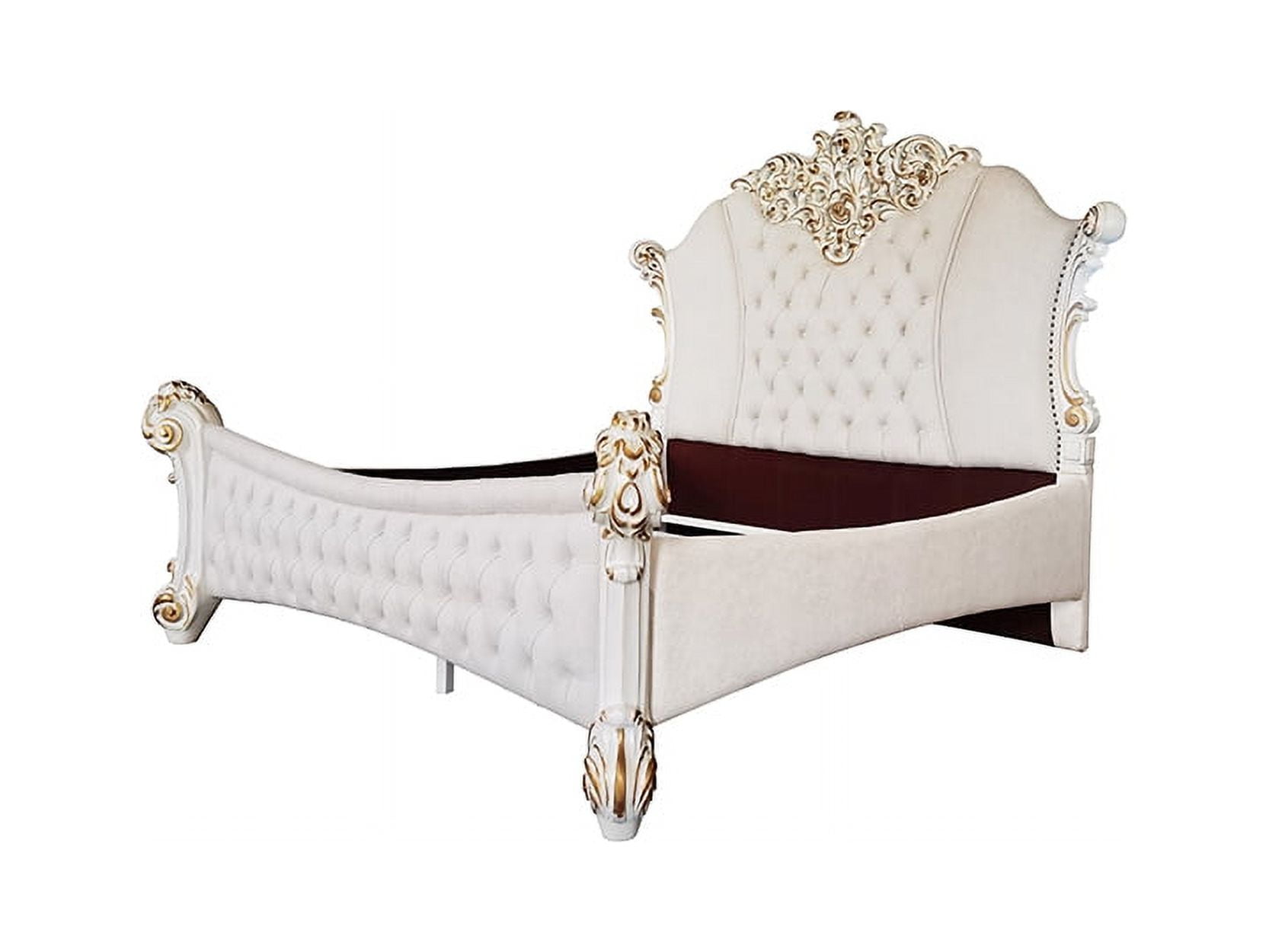 Vendome King Ivory Upholstered Bed with Tufted Headboard