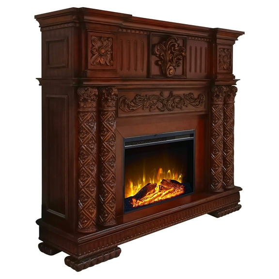 ACME Vendome Free-standing Rectangular Wooden Fireplace in Cherry