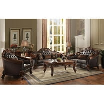 Acme Furniture Vendome II Loveseat w/3 Pillows, 2-Tone Dark Brown PU & Cherry (53131)