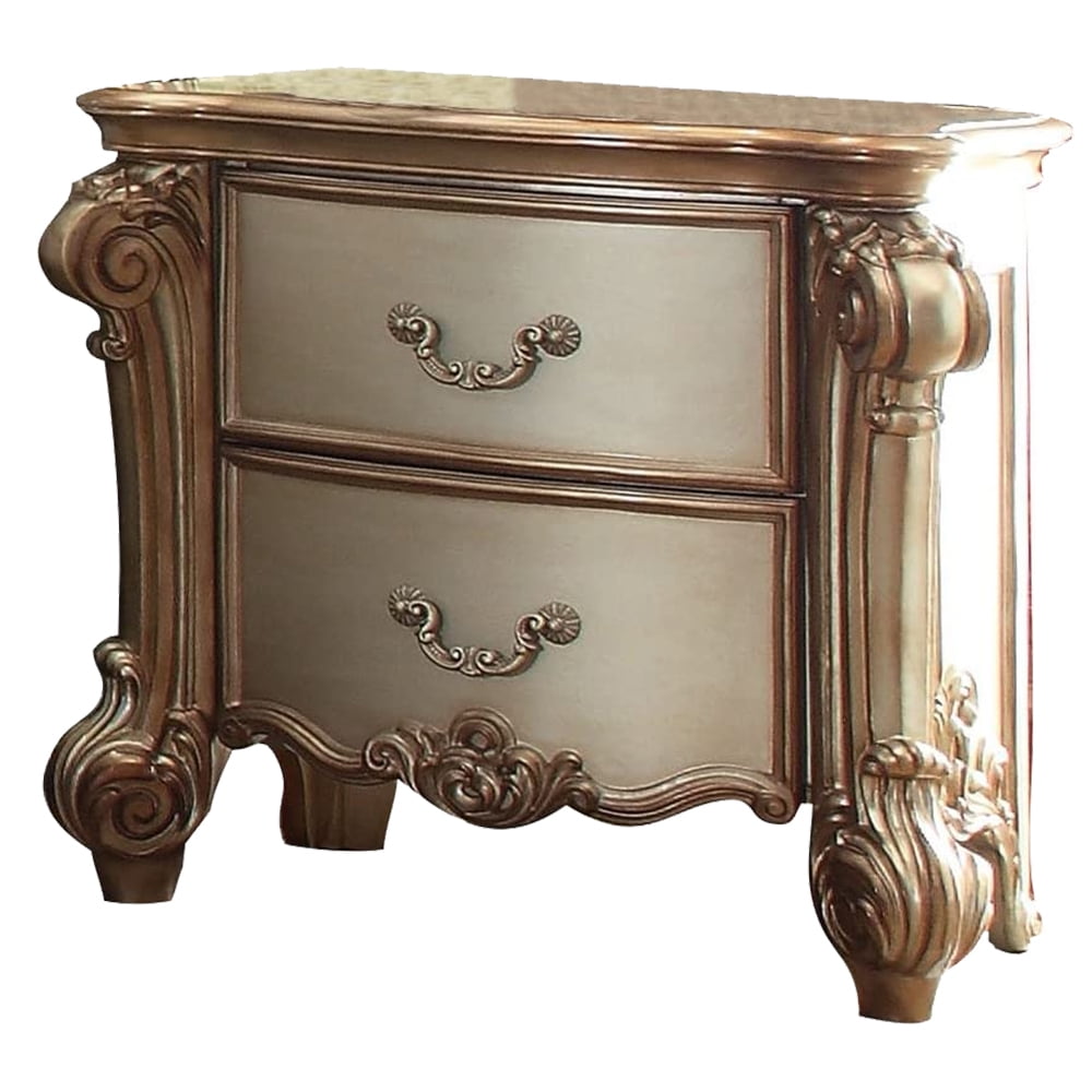 Vendome Antique Gold Patina and Bone Two-Drawer Nightstand