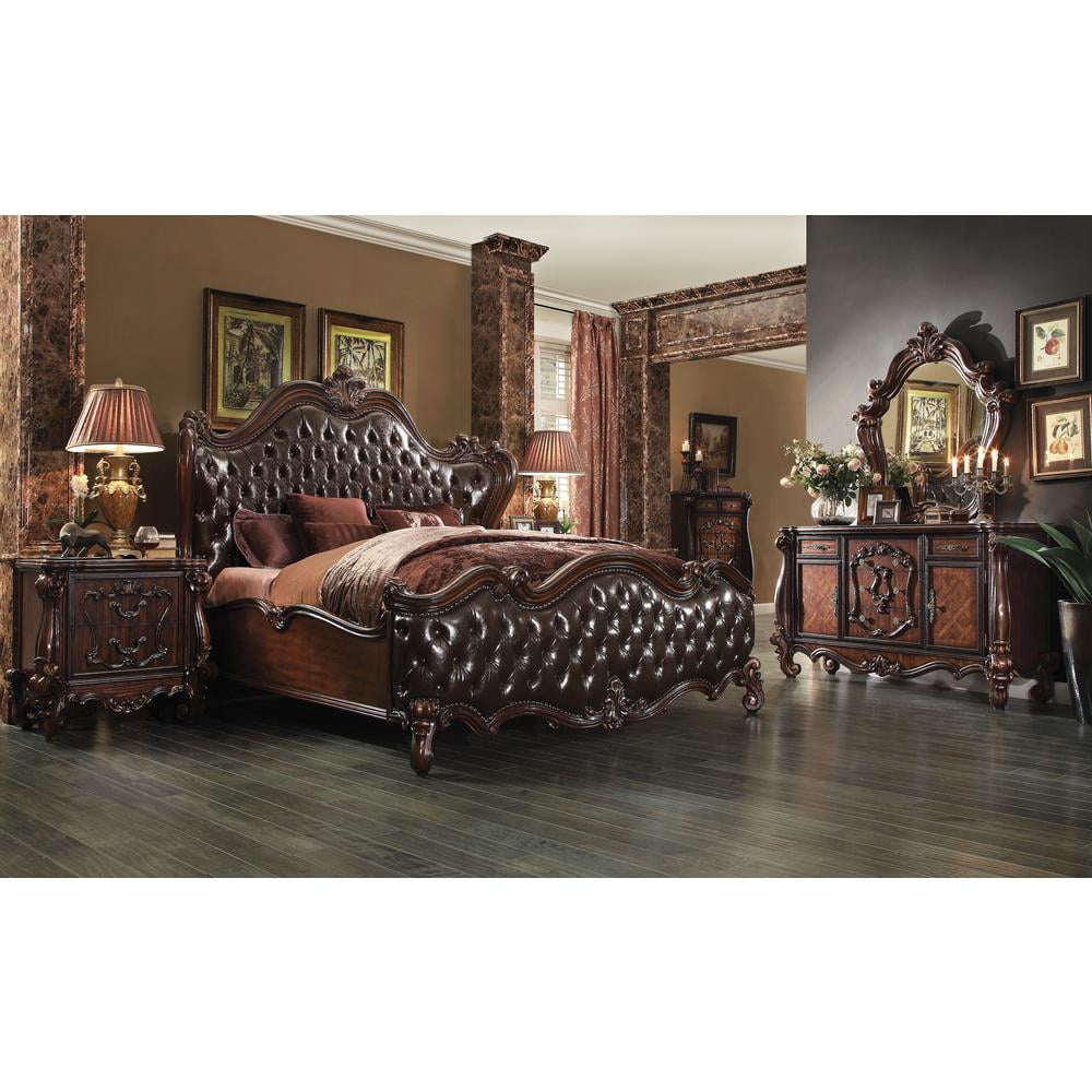 Versailles Cherry Oak 2-Drawer Nightstand with Scrolled Legs