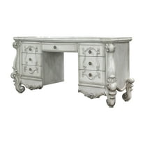 ACME Versailles 7-Drawer Wood Vanity Desk in Bone and White