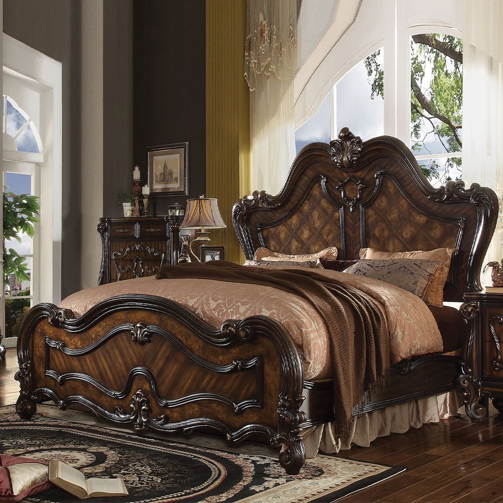 ACME Versailles Arched Headboard Wood Queen Panel Bed in Cherry