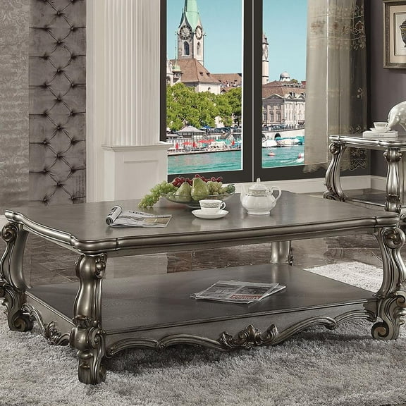 ACME Versailles Coffee Table, Antique Platinum