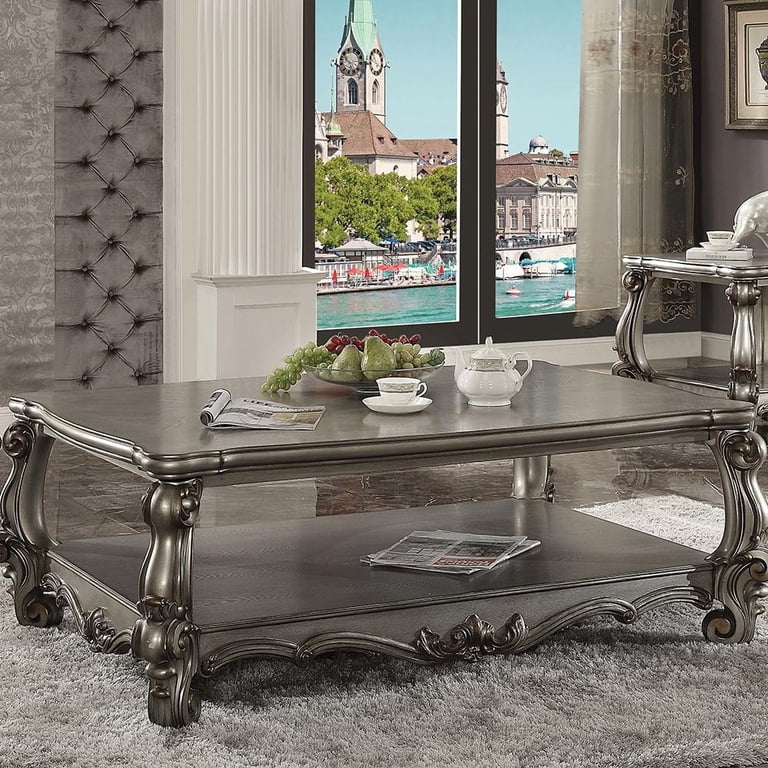 本日限定特価‼️ACME Furniture /COFFEE TABLE ACME Versailles Coffee Table, Antique Platinum - Walmart.com