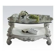 ACME Versailles Coffee Table, Bone White & Clear Glass