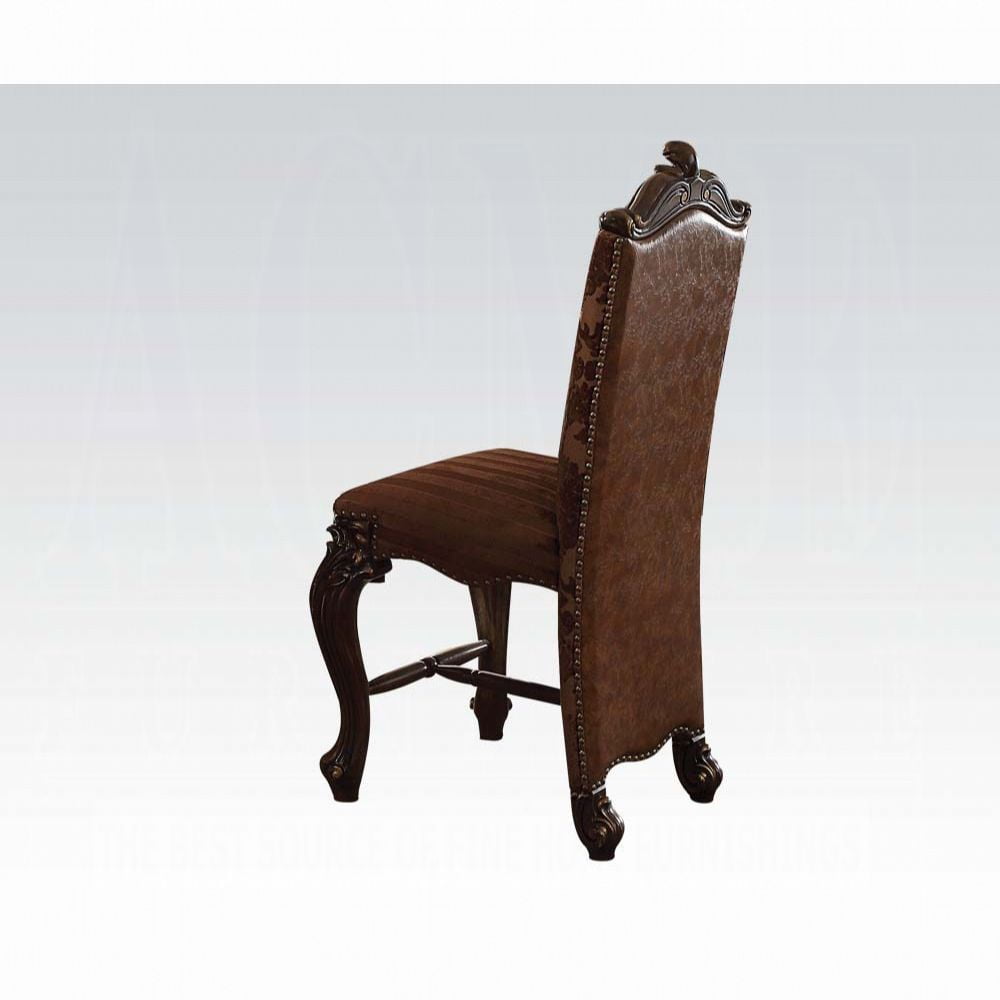 Cherry Oak and Brown Faux Leather Upholstered Side Chair