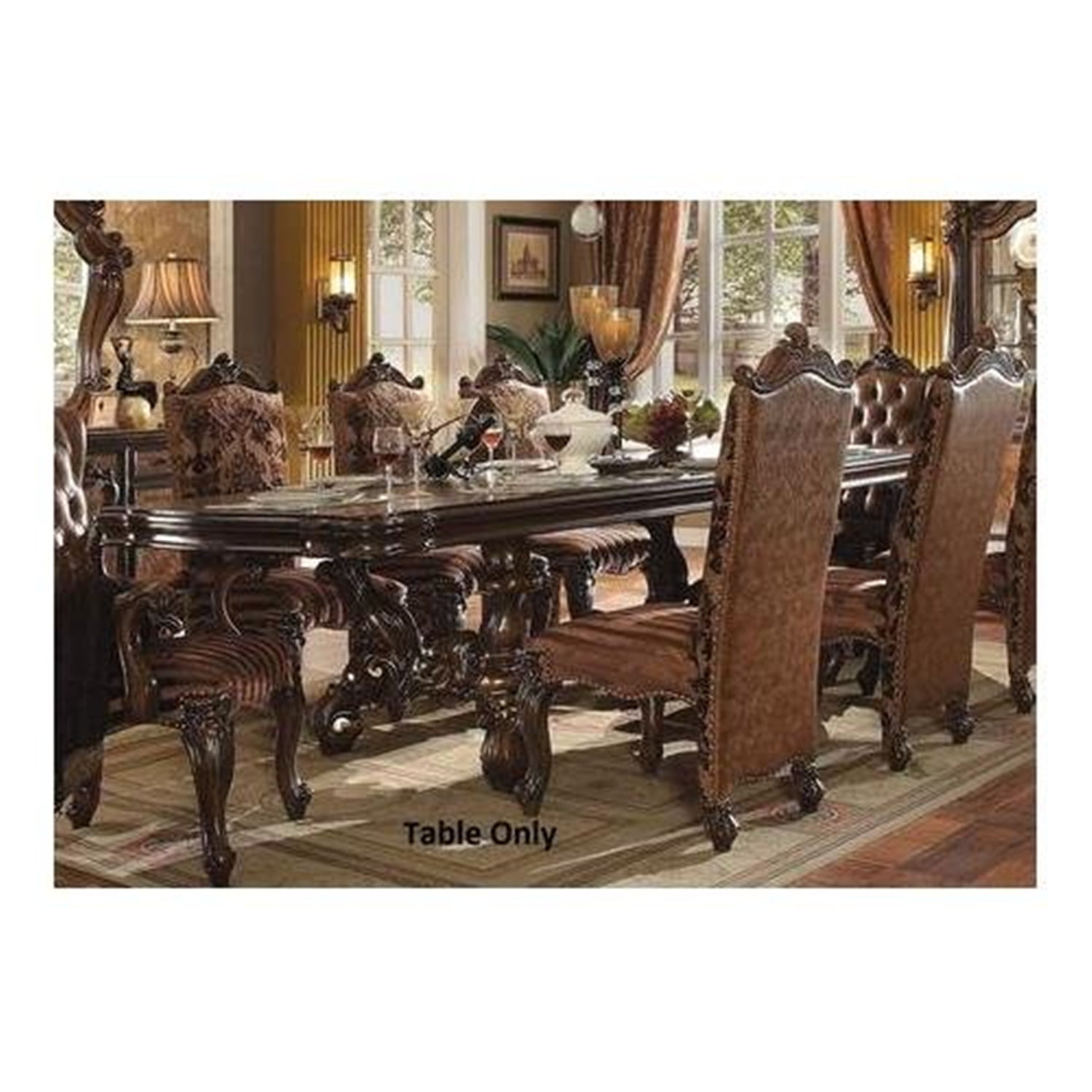 Versailles Cherry Oak Extendable Dining Table with Scrolled Legs