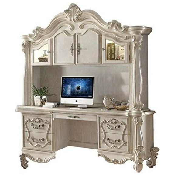 ACME Versailles Executive Computer Desk w/Hutch, Bone White