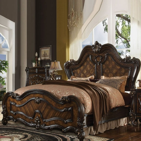 ACME Versailles King Wooden Panel Bed in Cherry Oak