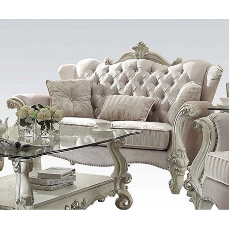 ACME Versailles Loveseat in Ivory Velvet & Bone White