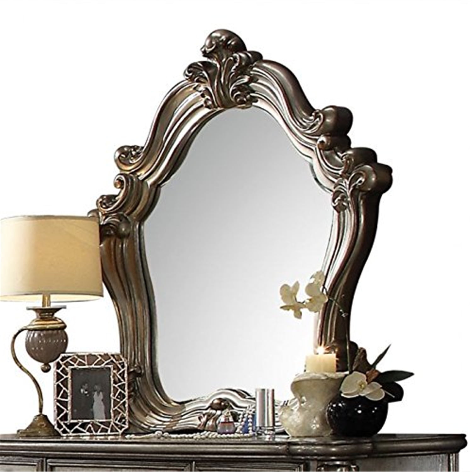 Versailles Antique Platinum Wood Polyresin Mirror