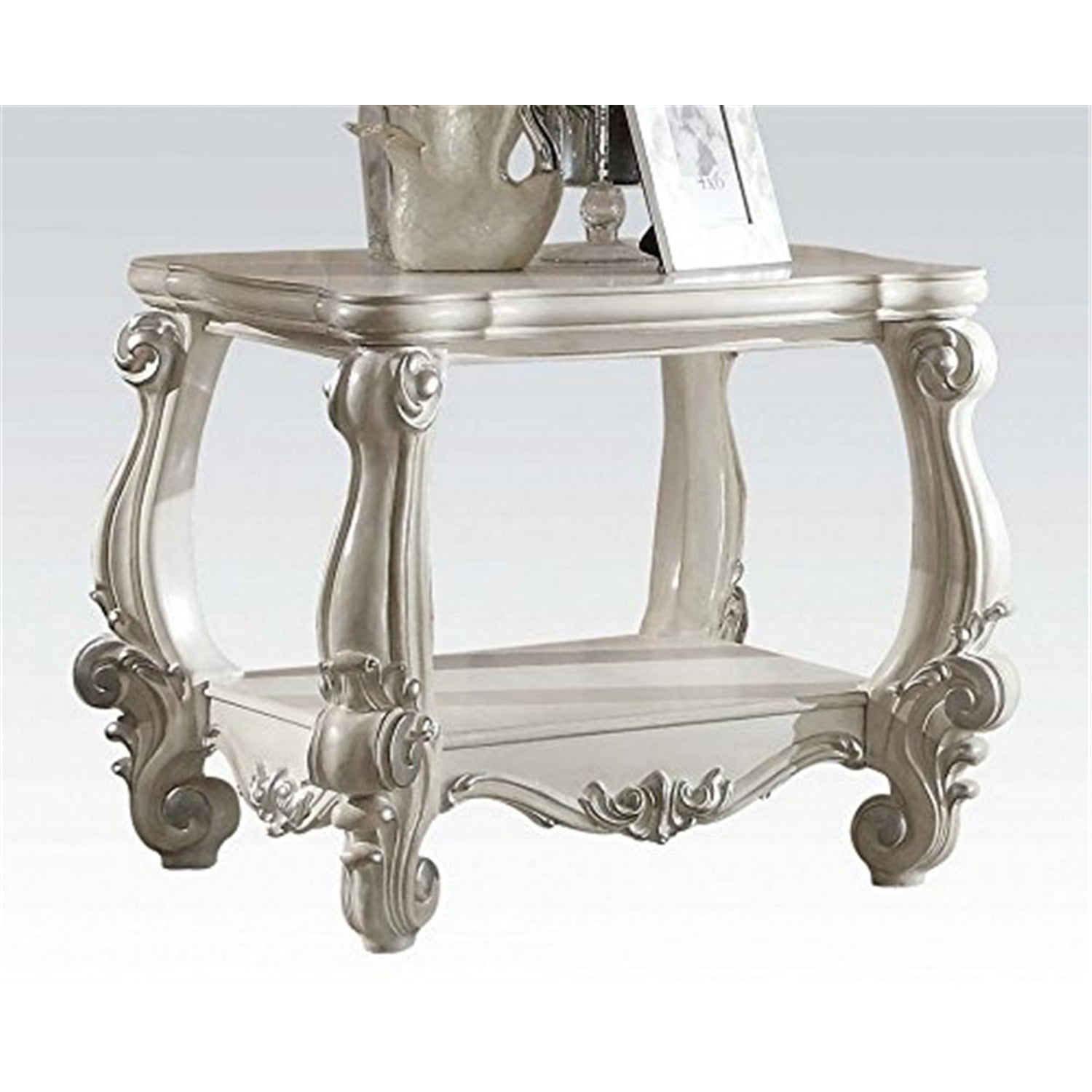 Versailles Classic Bone White 31" Square Wood End Table