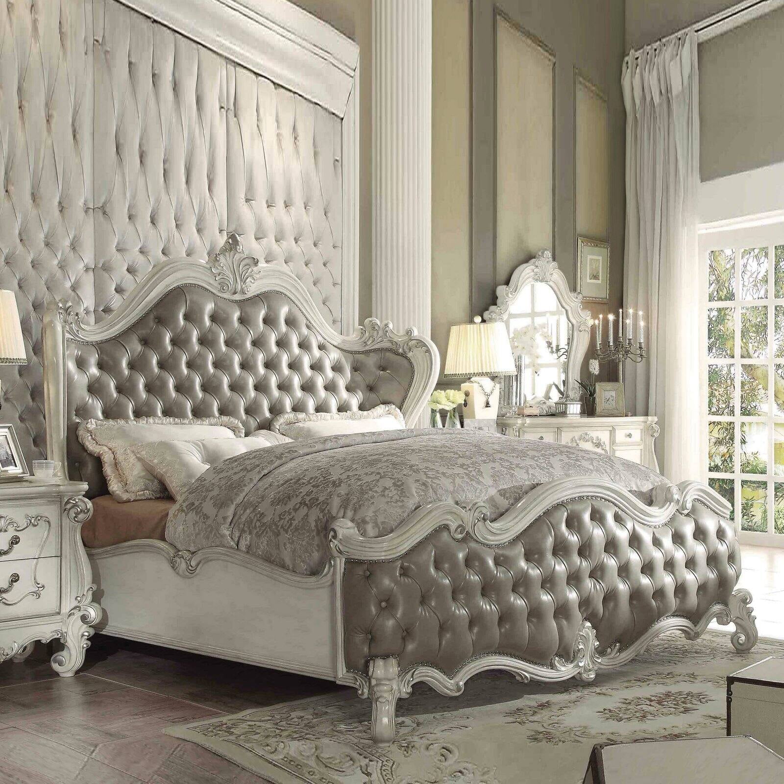 ACME Versailles Tufted California King Panel Bed in Vintage