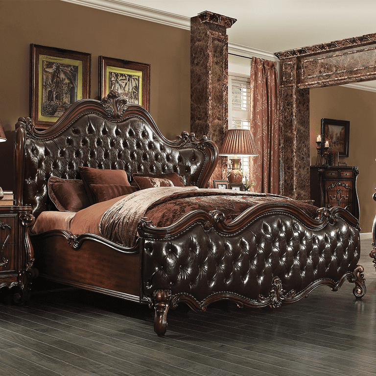 ACME Versailles Tufted Upholstered King Panel Bed in Dark ACME Versailles Tufted Upholstered King Panel Bed in Dark