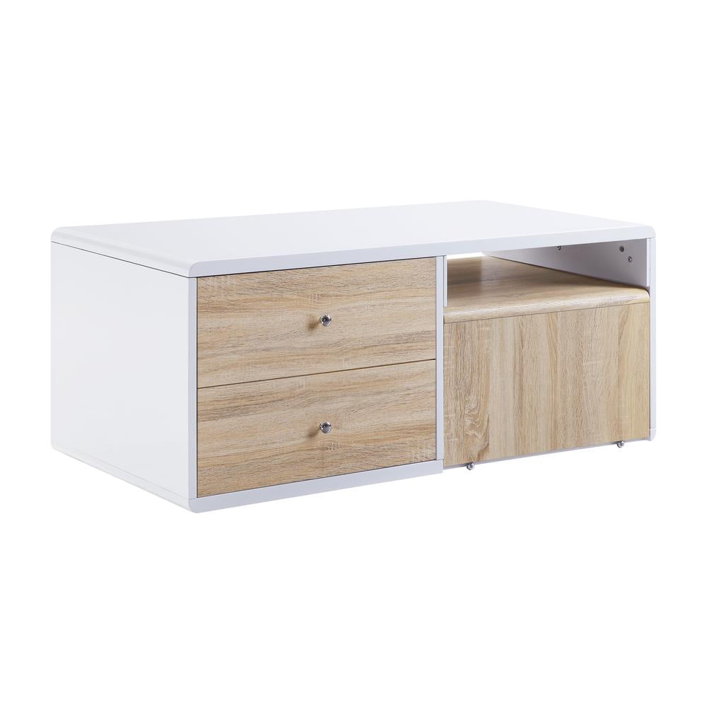 Verux Urban Loft 47" White High Gloss Wooden Coffee Table with Storage