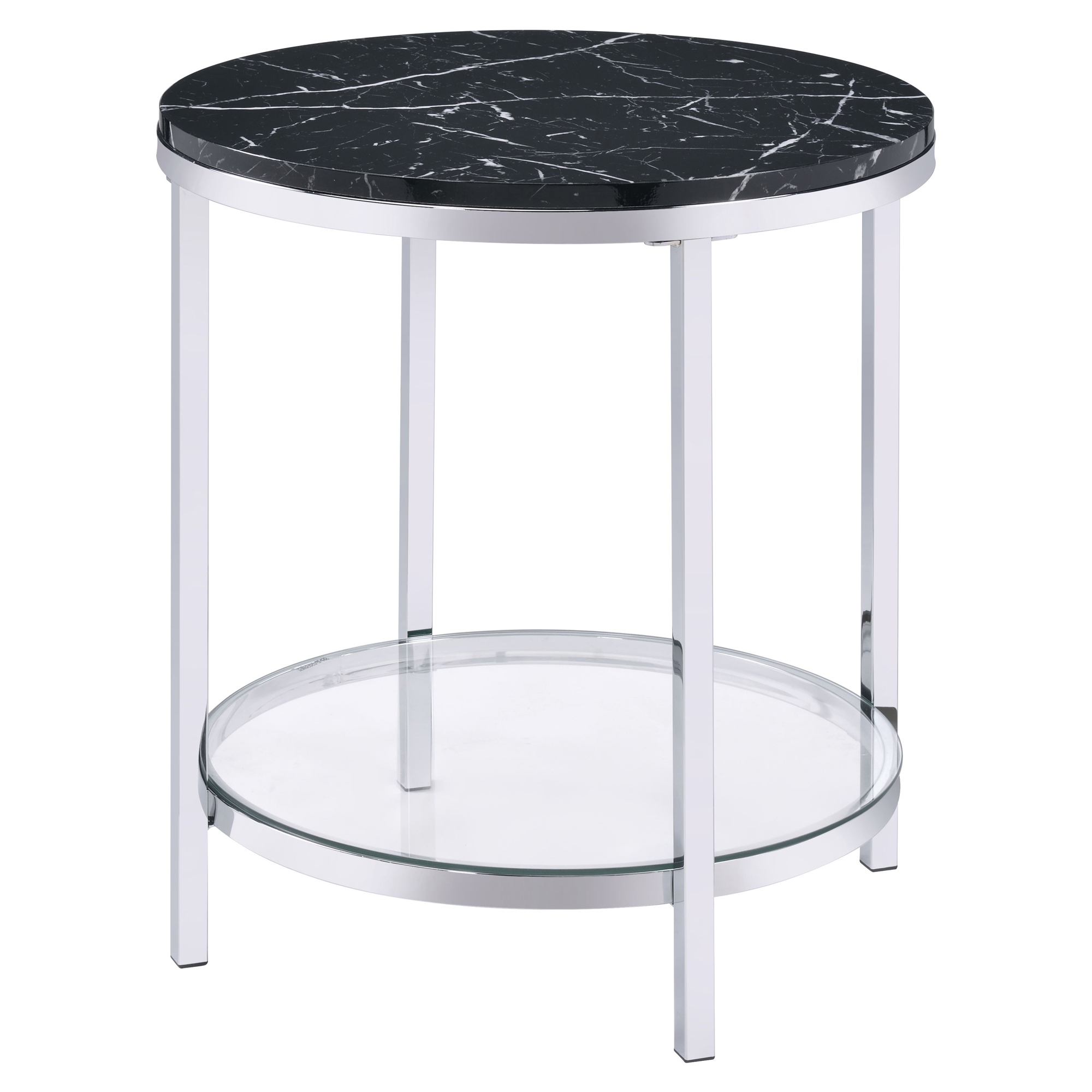 ACME Virlana Round End Table in Black and Chrome - image 1 of 5