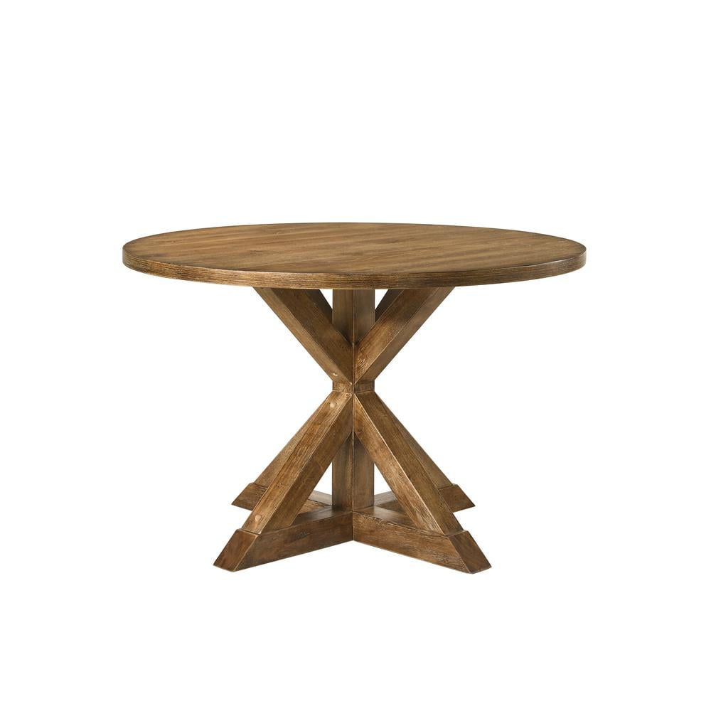 Transitional 48" Reclaimed Weathered Oak Round Dining Table