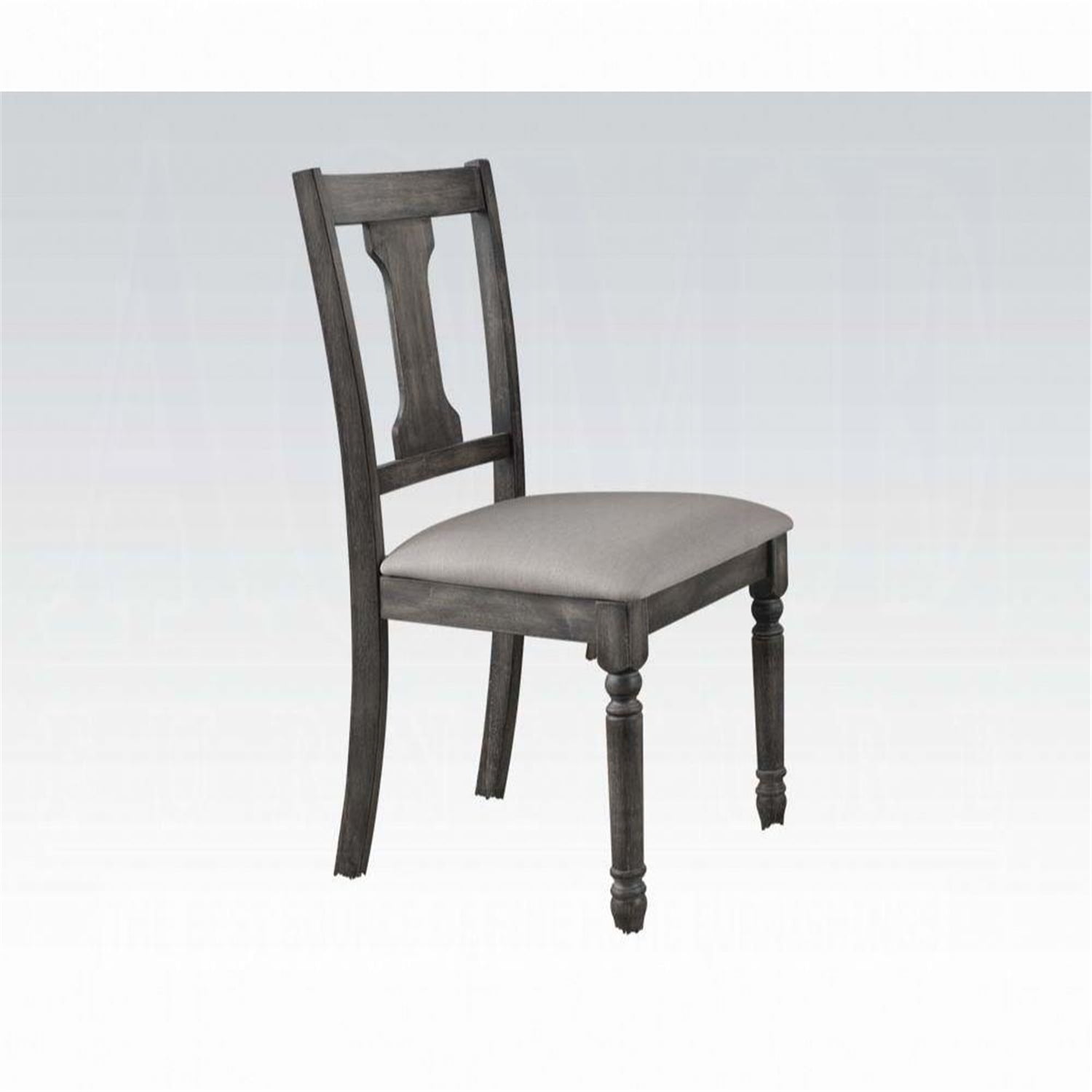 Gray Linen Upholstered High Back Side Chair with Wood Frame