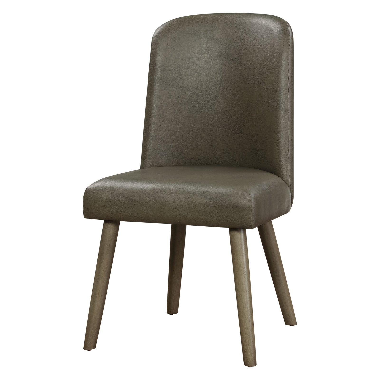 Gray Faux Leather Upholstered Side Chair with Wood Legs